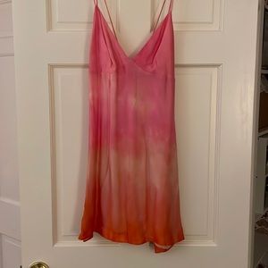 pink to orange ombre silk dress